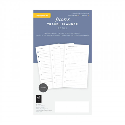 Бланки Планування подорожей до органайзеру, Filofax, Personal