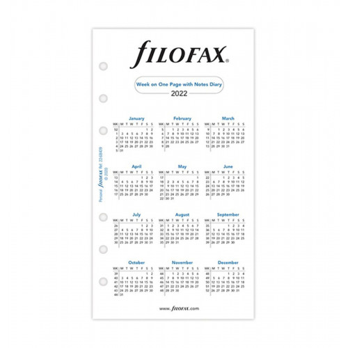 Бланки Filofax Тиждень на сторінці з нотатками Personal Білі 2022