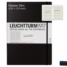 Блокнот Leuchtturm1917 Master Slim A4+ Твердий нотний стан чорний