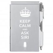 Блокнот кишеньковий з ручкою Keep Calm and ask Siri Сірий