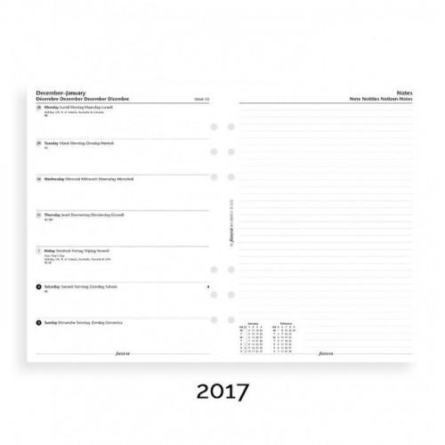 Бланки Filofax Тиждень на сторінці з нотатками A5 білий на 5-й мовами 2018 рік