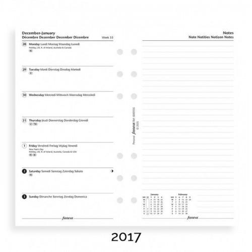 Бланки Filofax Тиждень на сторінці з нотатками Personal білий на 5-й мовами 2018 рік