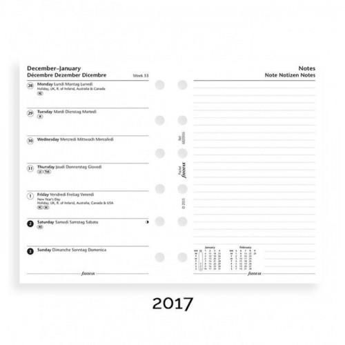 Бланки Filofax Тиждень на сторінці з нотатками Pocket білий на 4-х мовах 2018 рік