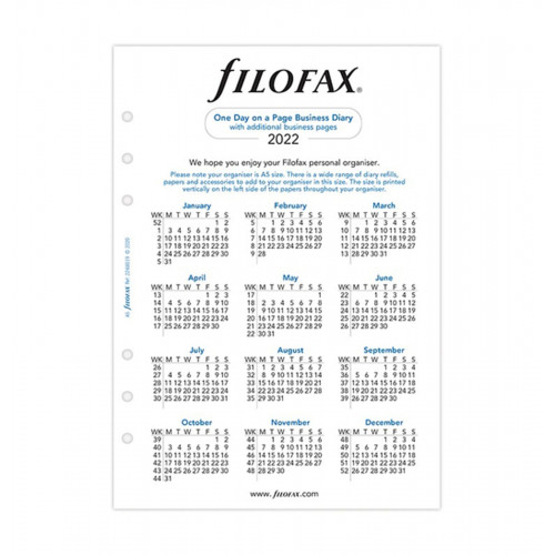 Бланки Filofax День на сторінці (бізнес) А5 Білі 2022