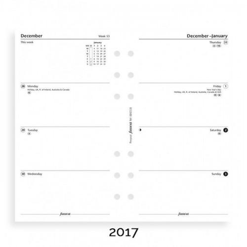 Бланки Filofax Тиждень на двох сторінках Personal білий англ. 2018 рік