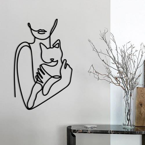 Дерев'яна картина Cat Woman Фанера 60 x 39 см