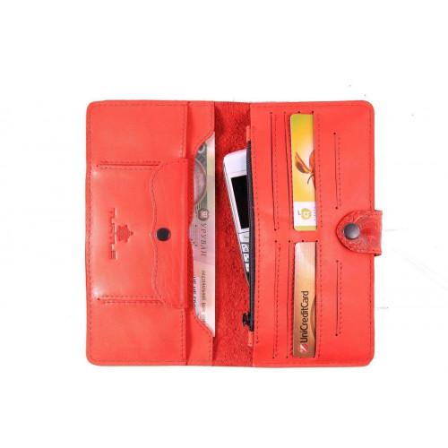 Шкіряний гаманець Turtle вестерн XL, Східний візерунок, червоний