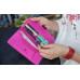 Шкіряний гаманець Turtle вестерн XL, Ластівки в кольорах вишні, фуксія