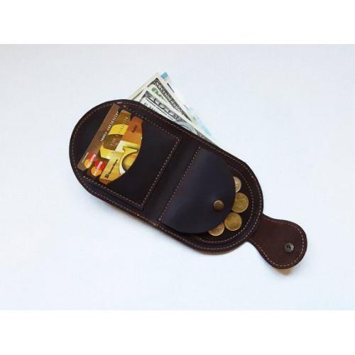 Гаманець на кнопці з відділенням для дрібних грошей Sinevir 004 Коричневий