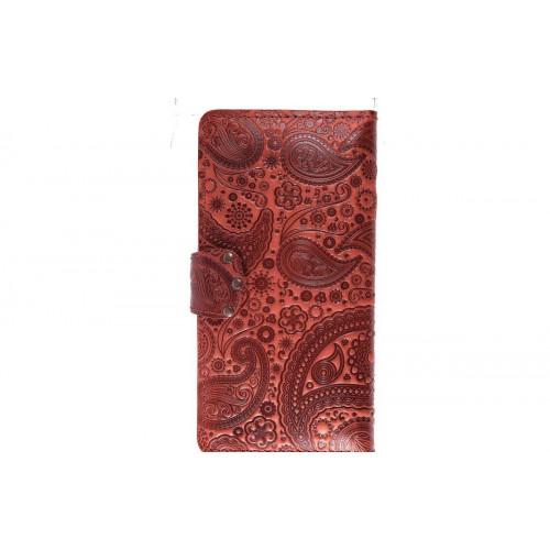 Шкіряний гаманець Turtle вестерн XL, Східний візерунок, коричневий