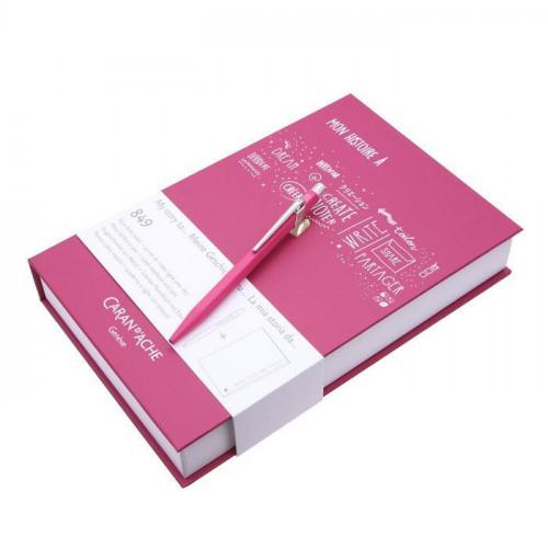 Набір Caran d'Ache Ручка 849 Пурпурна + Записна книжка в подарунковому боксі
