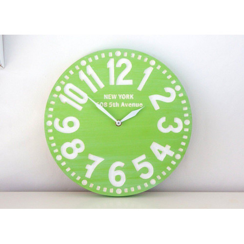 Настінний ретро-годинник Нью-Йорк Яблучно-зелений