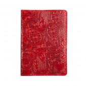 Шкіряна обкладинка для паспорта Turtle, Східний візерунок, червоний