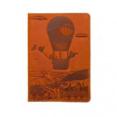 Шкіряна обкладинка для паспорта Turtle, Повітряна куля (Пригоди), вінтажний рудий