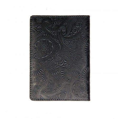 Шкіряна обкладинка для паспорта Turtle, Східний візерунок, темно-сірий