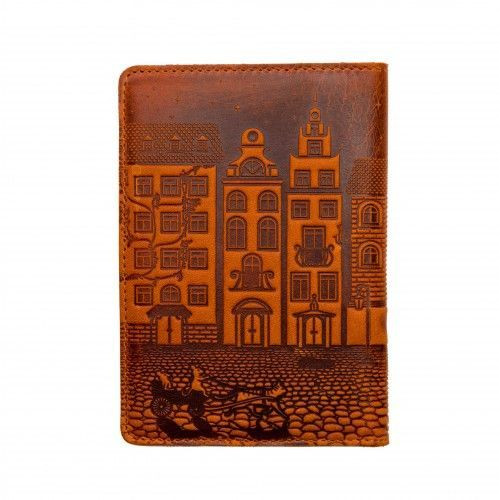 Шкіряна обкладинка для паспорта Turtle, Старовинне місто, вінтажний рудий
