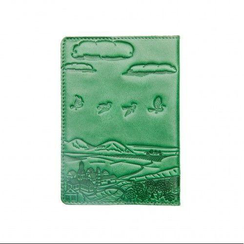 Шкіряна обкладинка для паспорта Turtle, Повітряна куля (Пригоди), зелений