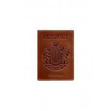 Шкіряна обкладинка BlankNote для паспорту з українським Гербом Світло-коричневий