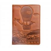 Шкіряна обкладинка для паспорта Turtle, Повітряна куля (Пригоди), коричневий