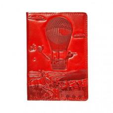Шкіряна обкладинка для паспорта Turtle, Повітряна куля (Пригоди), червоний