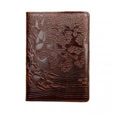 Шкіряна обкладинка для паспорта Turtle, Дерево (Дерево пізнання), коричневий