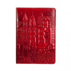 Шкіряна обкладинка для паспорта Turtle, Старовинне місто, червоний