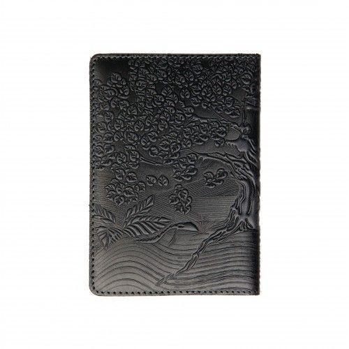 Шкіряна обкладинка для паспорта Turtle, Дерево (Дерево пізнання), темно-сірий