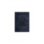 Шкіряна обкладинка BlankNote для паспорту з українським Гербом Синій