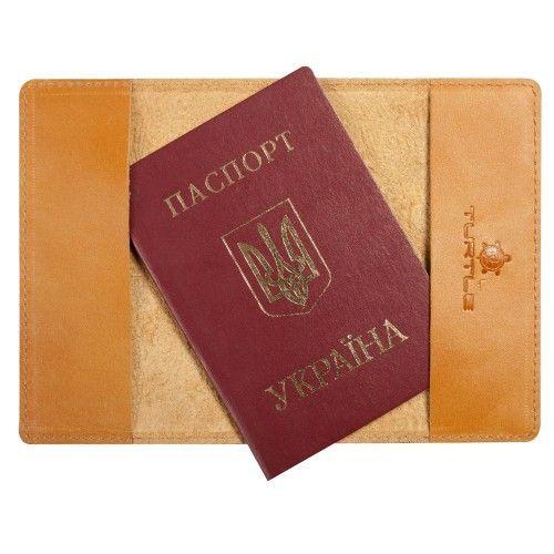 Шкіряна обкладинка для паспорта Turtle, Східний візерунок, жовтий
