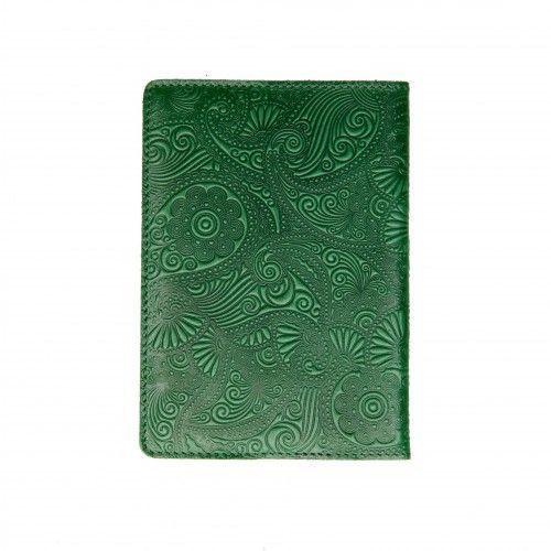 Шкіряна обкладинка для паспорта Turtle, Східний візерунок, зелений