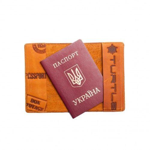 Шкіряна обкладинка для паспорта Turtle, Індіанка, вінтажний рудий