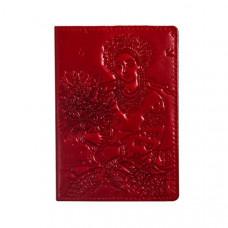 Шкіряна обкладинка для паспорта Turtle, Українка, червоний