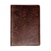 Шкіряна обкладинка для паспорта Turtle, Східний візерунок, коричневий