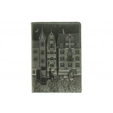 Шкіряна обкладинка для паспорта Turtle, Старовинне місто, темно-зелений вінтажний