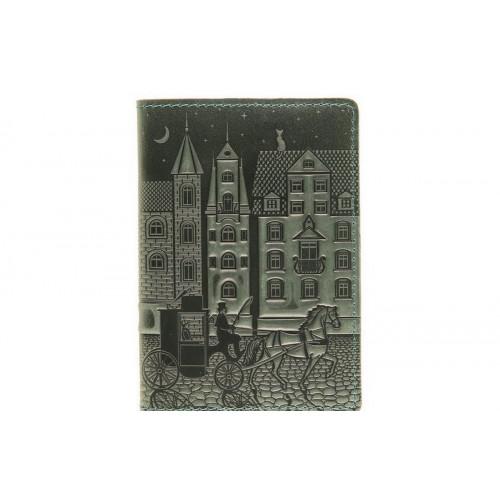 Шкіряна обкладинка для паспорта Turtle, Старовинне місто, темно-зелений вінтажний