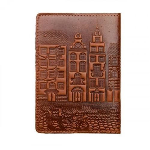Шкіряне портмоне для документів водія Turtle, Старовинне місто, коричневий