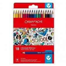 Набір Акварельних олівців Caran d'Ache School Line Картонний бокс 18 кольорів