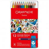 Набір акварельних олівців Caran d'Ache School Line Металевий бокс 12 кольорів