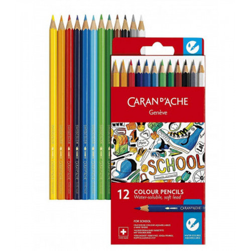 Набір акварельних олівців Caran d'Ache School Line Картонний бокс 12 кольорів