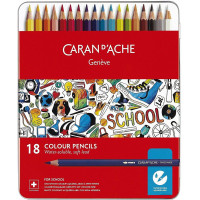 Набір акварельних олівців Caran d'Ache School Line Металевий бокс 18 кольорів