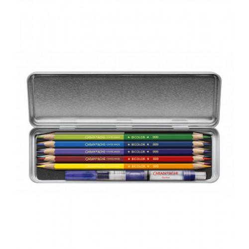 Набір акварельних олівців Caran d'Ache Prismalo Bicolor Металевий бокс 10 шт.