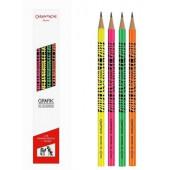 Набір олівців Caran d'ache Grafik Fluo 4шт. + гумка