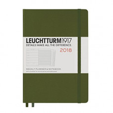 Щотижневик з нотатками Leuchtturm1917 Середній А5 Твердий Хакі 2018