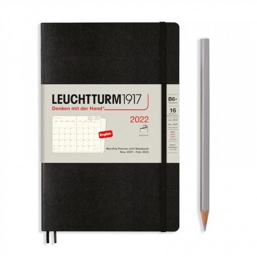 Щомісячник з нотатками Leuchtturm1917 Paperback B6 Чорний 2022