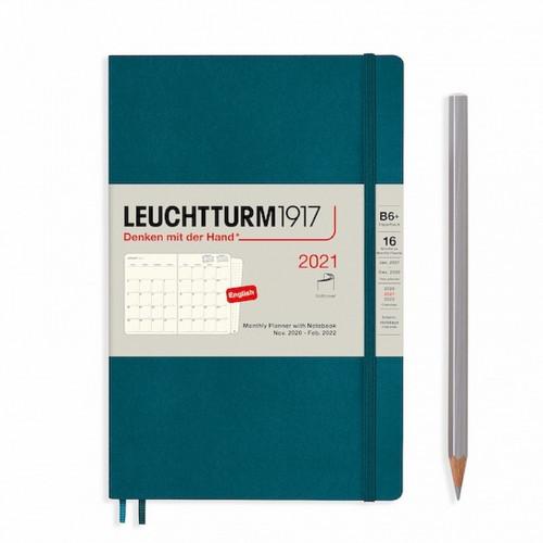Щомісячник з нотатками Leuchtturm1917 Paperback (B6+) Тихоокеанський зелений 2021