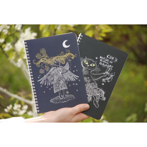 Скетчбук Crazy Sketches Кіт-Бегемот на пружині, Чорні листи