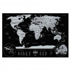 Скретч карта cвіту Travel Map Weekend Black World silver, тубус