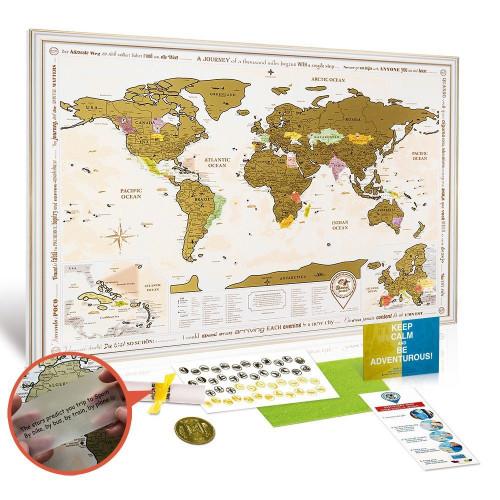 Скретч-карта Discovery Map World Gold, в рамі
