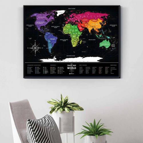 Скретч-карта Travel Map Black World, в рамі