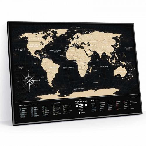 Скретч-карта Travel Map Black World, в рамі